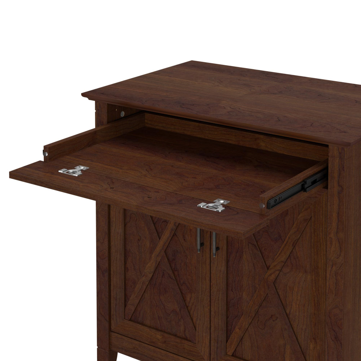 Bush Business Furniture Key West Secretary Desk with Keyboard Tray and Storage Cabinet, 30W x 20D, Bing Cherry Bush Business Furniture