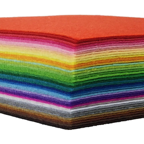 42pcs Felt Fabric Sheet 4"x4" Assorted Color DIY Craft Squares Nonwoven 1mm Thick flic-flac