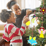 GUDELAK 48PCS Christmas Crafts for Kids, Wooden Christmas Ornaments Unfinished Wood Slices with 6 Styles, DIY Christmas Ornaments Kits for Christmas Tree Holiday Hanging Decorations GUDELAK