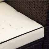 GAOPAN 3 Piece Outdoor Patio Conversation Sectional Couches Furniture Set, Rattan Wicker Garden Corner Sofas with Tempered Glass Top Coffee Table and Removable Soft Cushion, Beige+Brown GAOPAN