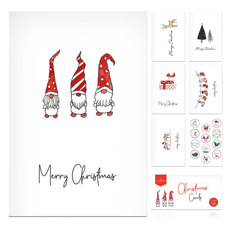 ZICOTO Beautiful Modern Christmas Cards Set of 20 - Incl. Bulk Envelopes, Matching Stickers And Storage Box - Perfect to Send Warm Holiday Wishes to Friends and Family ZICOTO