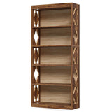 LITTLE TREE 69.9" Vintage Bookshelf, 5-Tier Tall Bookshelves, Cutout Design Vertical Bookcase, Freestanding Storage Display Shelf for Living Room, Bedroom, Study, Office, 1 Pack LITTLE TREE