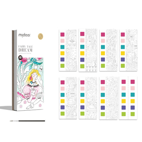 Mideer Watercolor Painting Book for Kids Ages 4-8, Pocket Watercolor Painting Book Arts and Crafts for Toddlers, Travel Activities Paint with Water Coloring Book Set for Kids 3-8 (Fairy Tale Dream) MiDeer