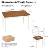 Comfy to go 5-Piece Solid Wood Table Set, Dining Table Set for 4, Farmhouse Rectangular Kitchen Table, Space-Saving Dinette Table Set for Dining Room, Office, Terrace, Courtyard - White Comfy to go