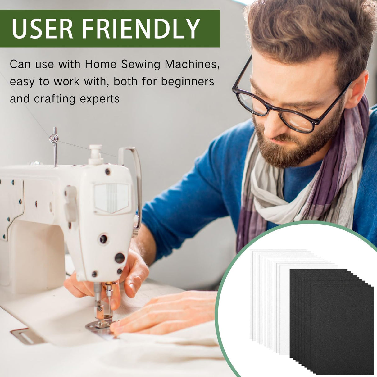 Innconee 20 Pcs 3mm Embroidery Foam EVA Foam Sheets for 3D Embroidery Arts and Crafts, DIY Projects, Hand Sewing, Quilting, Hats, Cosplay Costumes, Pillows(White, Black,6 x 9 Inch) Innconee