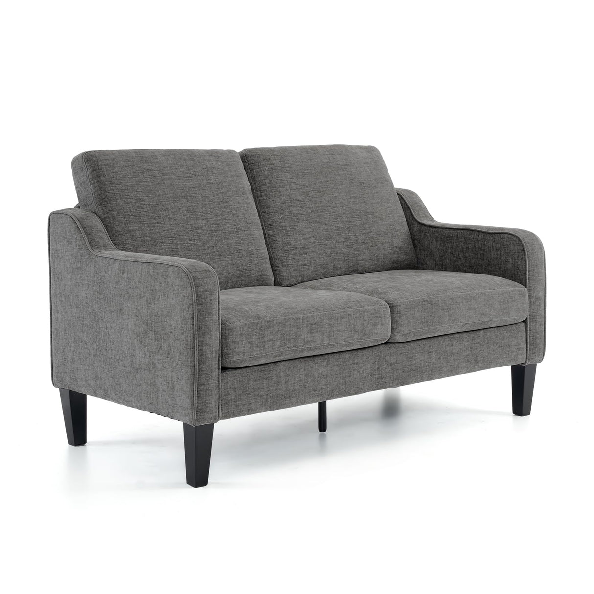 VINGLI 53" Wide Love Seat, Mid-Century Modern Loveseat Sofa Couch with Solid Legs, 2 Seater Sofa Couches with Scooped Armrest for Small Spaces, Living Room, Dorm, Bedroom, Apartment (Light Grey) VINGLI