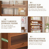 qeknxks 55" Bamboo Bookcases,Book Shelfs with Acrylic Doors,Freestanding Display Storage Shelves for Collectibles,4 Tier Tall Bookshelfs & Bookcases for Living Room Bedroom Home Office qeknxks