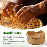 LAVNTM Rattan Bread Basket, 3 Pack Hand Woven Round Fruit Baskets for Serving, Picnic Basket, Wicker Storage for the Living Room Kitchen (Honey Brown) LAVNTM