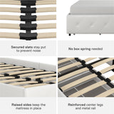 DHP Dakota Upholstered Platform Bed with Underbed Storage Drawers and Diamond Button Tufted Headboard and Footboard, No Box Spring Needed, Twin, White Faux Leather DHP