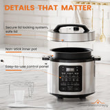 Sweetcrispy 6 QT Electric Pressure Cooker 12-in-1 Multi Digital Cookers, Rice Steamer Yogurt Maker Stainless Steel Sweetcrispy