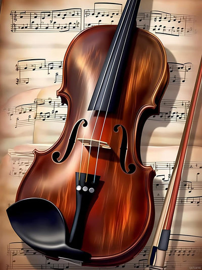 5D Vintage Violin Sheet Music Diamond Painting Kits, Full Round Diamond Art Kits for Adults Music Theme Diamond Dots Paint by Numbers Kits 12x16inch