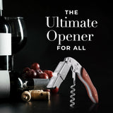Zulay Kitchen Corkscrew Wine Opener - Premium 420 Stainless Steel & Rosewood Wine Bottle Opener - Double Hinged Opener with Foil Cutter & Cap Remover - Rosewood Zulay Kitchen