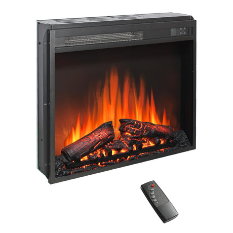 Innoflame 23" Electric Fireplace Insert, Fireplace Heater with Remote, Adjustable 4 Flame Brightness, Log Set, Low Noise, 8H Timer, Overheating Protection, 1400W (23" X 19.7") Innoflame