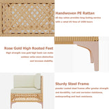 LYNSLIM 7 Piece Outdoor Patio Furniture Set, Wicker Outdoor Sectional Furniture Set, Boho Patio Conversation Sectional Sofa with Large Tempered Glass Coffee Table and Waterproof Cushion for Backyard LYNSLIM