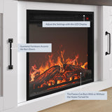 BELLEZE Modern 58" Farmhouse TV Stand with 18" Electric Fireplace Heater & Media Entertainment Center for TV up to 65", Console Table with Storage Cabinets - Hilo (White) BELLEZE