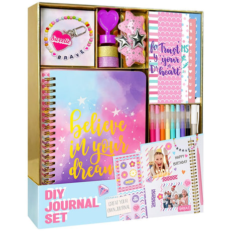 Nollh DIY Journal Kit for Girls - DIY Journal Set for Tween & Teen Girls, Stationery Set, Scrapbook & Diary Supplies Set, Journaling Art Crafts Kit, Ideal Gifts for 8 9 10 11 12 13 14 Year Old Girl Nollh