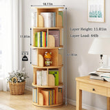 Corner Bookshelf and Bookcase, 61.81" H 5-Tier Rotating Bookshelf 360°, Book Shelf Narrow Tall Bookcase, Floor Standing Bookcases Storage Rack for Living Room, Office, Bedroom WoodArtSupply