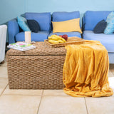 Wholestory Collective Wicker End of Bed Bench Rattan Storage Trunk and Chest Seagrass XL Organizers with Lid, Rattan Coffee Table Ottoman With Storage Handwoven Box (Extra Large) Wholestory Collective