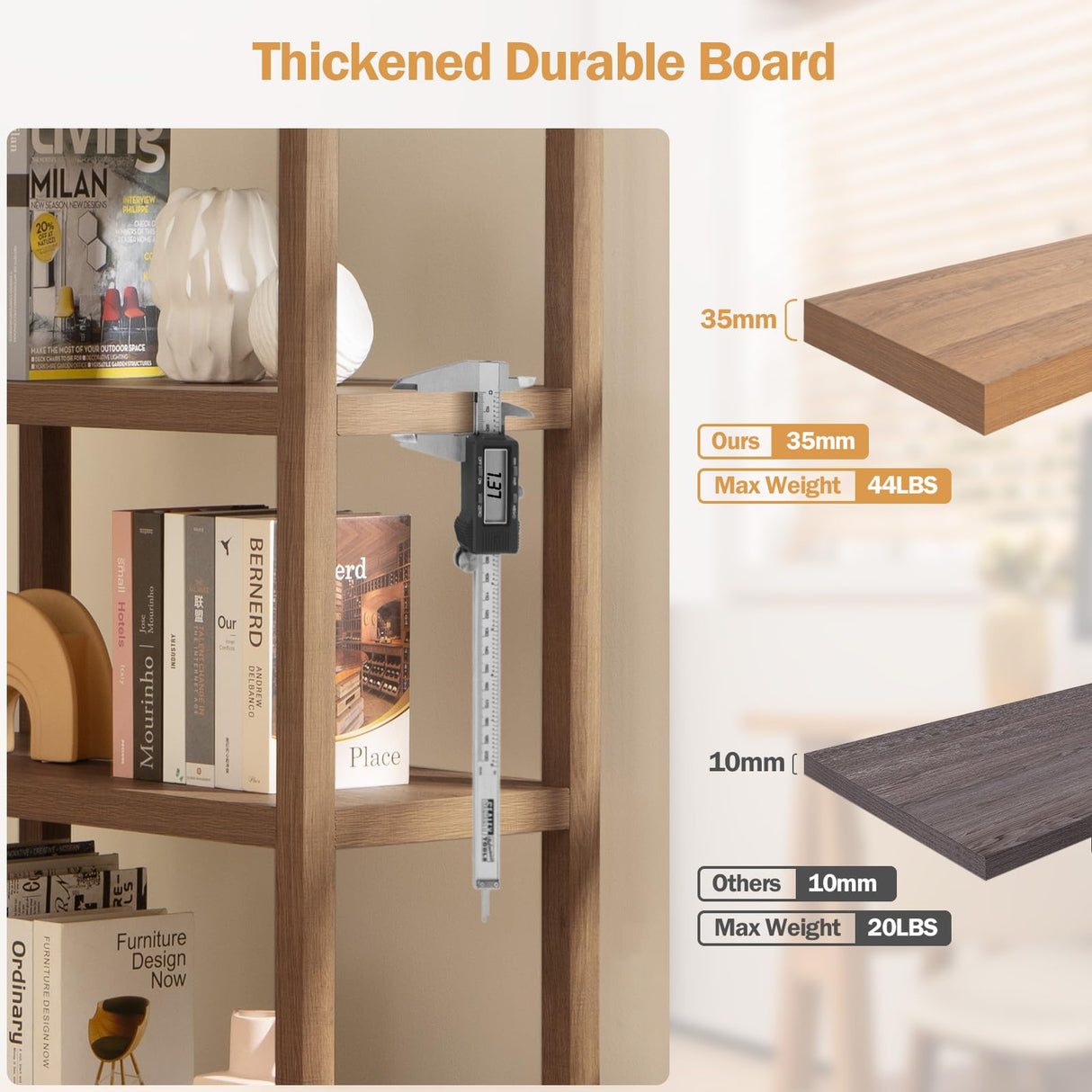 SICOTAS Bookshelf 5 Tier Book Shelf Rattan Boho 71" Tall Bookcase with Doors Storage Shelves Large Bookshelves Farmhouse Bookcases Library Book Case for Living Room Bedroom Home Office Kitchen SICOTAS