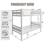 nesture. Bunk Bed Twin Over Twin, Heavy Duty Metal Bunkbeds with Ladder and Full-Length Guardrail, Space-Saving Steel Bed for Kids & Adults, No Box Spring Required, White nesture.