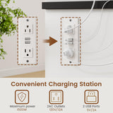 HAUOMS Executive Desk Farmhouse Computer Desk with Drawers and Storage Cabinet, Executive Office Desk with File Drawer,Charging Station and Led Lights,Wood Home Office Desk with Monitor Shelf,White HAUOMS