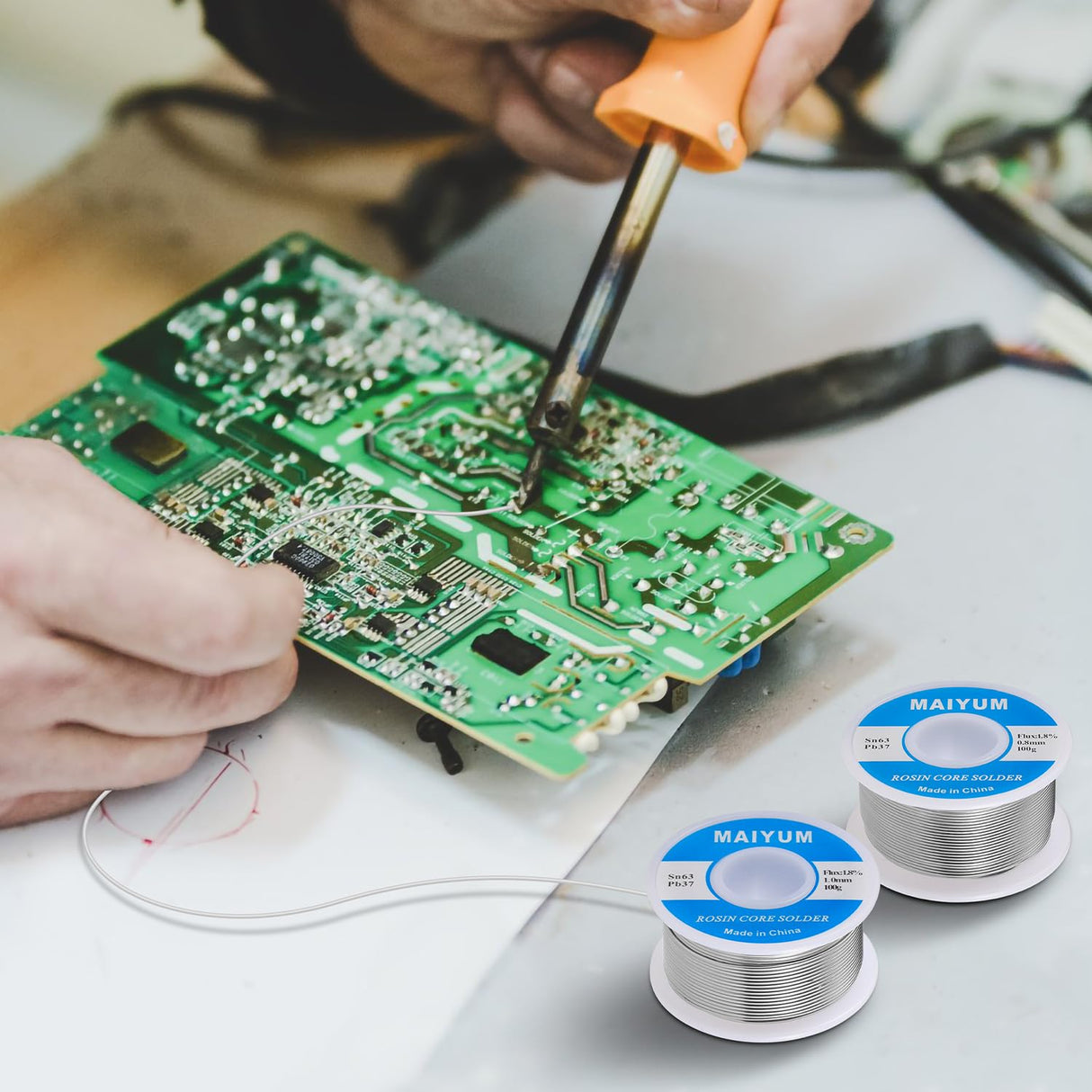 MAIYUM 63-37 Tin Lead Rosin Core Solder Wire for Electrical Soldering (0.8mm 50g) MAIYUM