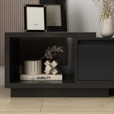 AIEGLE Deformable TV Console with 3 Drawers, Modern Extendable TV Stand in Stretch for TVs up to 120", Wood Gaming Entertainment Center Media Stand with Adjustable Width, Black (Wide 65"-106") AIEGLE