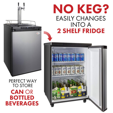 Kegco Kegerator, Dual Tap, Stainless Steel Kegco