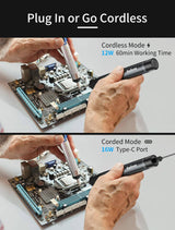 Cordless Soldering Iron Kit - 12s Rapid Heat USB-C Portable Rechargeable Soldering Iron with LED Screen, Gravity Sensor, 3 C210 Tips & Metal Stand for Electronics Repair, DIY Euiivnt