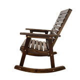 Mega Casa Wooden Rocking Chair with High Backrest and Contoured Seat, Solid Fir Wood, Heavy Duty 600 LBS, for Both Outdoor and Indoor, Backyard, Porch and Patio (Coffee) Mega Casa