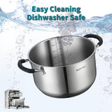 SLOTTET 6 Quart Stainless Steel Stock Pot with Steamer,6 Qt Multipurpose Stockpot with Stay-cool silicone Handle and Glass Lid,Soup Pot for Cooking SLOTTET