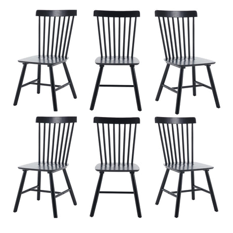 chairus Dining Chairs Set of 6, Black Dining Room Chairs Farmhouse Natural Wooden Kitchen Chairs Windsor Chair Vintage High Back Dining Chairs for Dining Kitchen Restaurant - Black chairus