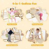 HONEY JOY Kids Indoor Jungle Gym, 4-in-1 Toddler Climbing Toy w/Baby Swing, Climber, Ladder, Climbing Ramp, Resting Platform, Wooden Montessori Playground Playset for Kids Aged 1+ (Natural) HONEY JOY