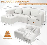 HABUTWAY 103" L-Shaped Modular Sectional Sofa, No Assembly Required Deep Seat Couch with 3 Pillows, Soft Fabric Upholstered, Modern Chaise Lounge for Living Room, Bedroom, Beige HABUTWAY