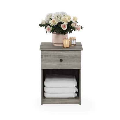 Furinno 219153GYW Lucca Nightstand, 2-Pack, French Oak Grey - WoodArtSupply