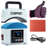 D9A91 Hat Press,Mini Hat Press Machine. for Caps, T-Shirt & More, Curved Heating Plate and Silicone Base,Heat Up Fast and Even, No Crease, LCD Digital Temperature &Timer Control-Light Blue D9A91