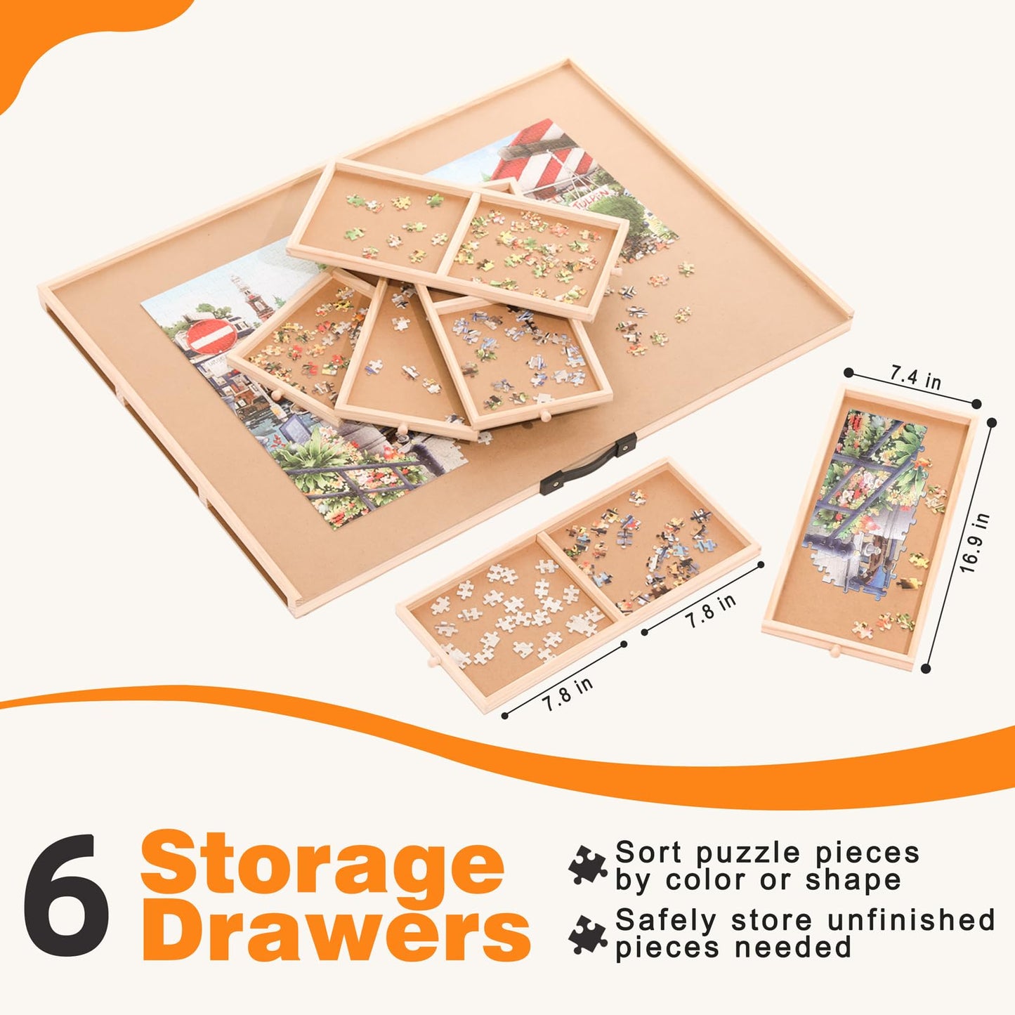 Puzzle Board Table with Drawers Jigsaw Puzzle Boards Portable 1500 Pieces Lazy Susan Spinning Puzzle Board with Cover BittPicc Wooden Jigsaw Puzzle Plateau Tray - WoodArtSupply