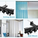 KOLAKO Ceiling Curtain Track, Flexible Bendable Curtain Rails Ceiling Wall Mount 12Ft Curved Sliding Curtain Track System, Room Divider, Black Ceiling Track Set for Shower Rv KOLAKO