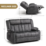 COMHOMA Manual Recliner Couch，Fabric Reclining Sofa Chair with Cup Holders, Upholstered ReclinerChair Set with Side Pockets Suitable for Living Room Furniture (2) COMHOMA