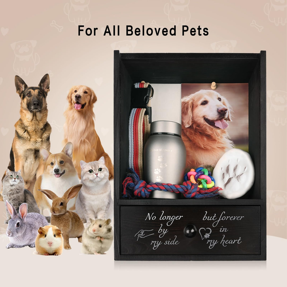 Favonuovy Pet Memorial Shadow Box Keepsake 9.3x13 Dog Memorial Gifts for Loss of Dog Death Sympathy and Remembrance Gift Large Pet Memorial Picture Frame Display Case with Deep Drawer Favonuovy