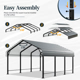 SUNLEI 12X15 FT Carport, Heavy Duty Carport Canopy with Galvanized Steel Roof and Frame, Metal Carport Upgraded Extra Large Garage for Pickup, Boat, Car and Tractors SUNLEI