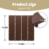 76 Pack Interlocking Deck Tiles, 11.42"x11.42" (68.80 Sq.Ft), 3D Wood Grain Plastic, Waterproof All-Weather Anti-Slip Outdoor Flooring, Easy-Snap Patio Balcony Backyard Garden Tiles, Brown UXENAFANA