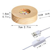 ZEERSHEE 2Pcs Led Wood Display Stand for 3D Crystal Glass Resin Art Light Wooden Lamp Base for Crystals LED Round Display Pedestal ZEERSHEE