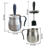 BBQ Basting Pot with Basting Brush - Stainless Steel Barbecue Sauce Pot with Silicon Basting Brush by Qidea, 32 OZ QIDEA