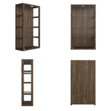 FUNISIR Display Cabinet with 2 Doors, 4-Tier Curio Cabinet for Collectibles with 3 Color LED Light & Glass Shelves, 63" Glass Display Case for Living Room, Home Office, Walnut FUNISIR