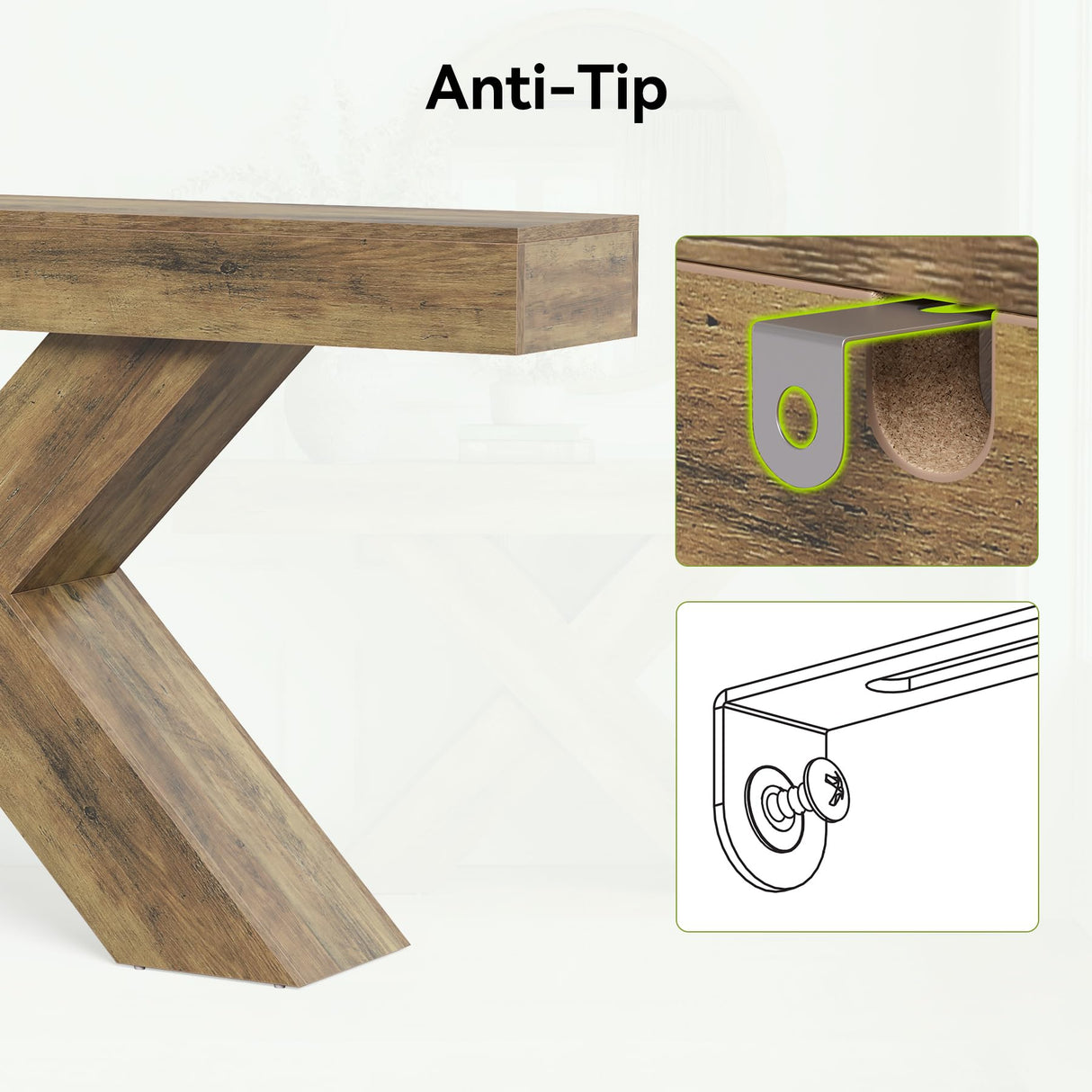 LITTLE TREE Narrow Console Table, 55-Inch Farmhouse Entryway Table, X-Shaped Couch Table Behind Sofa for Living Room, Entryway, Entrance, Foyer, Hallway, Rustic Brown LITTLE TREE