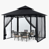 ABCCANOPY Gazebos for Patios 8x8 - Outdoor Steel Frame Gazebo with Mosquito Netting for Lawn Backyard Garden Deck (Black) ABCCANOPY