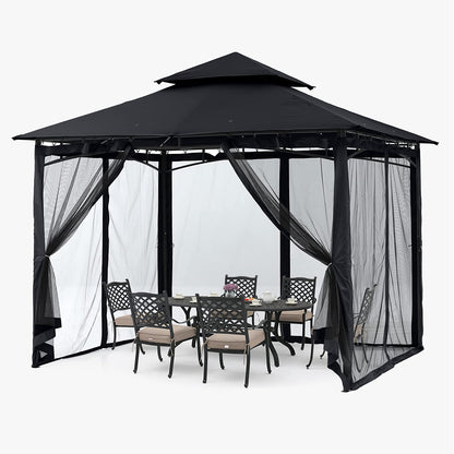 ABCCANOPY Gazebos for Patios 8x8 - Outdoor Steel Frame Gazebo with Mosquito Netting for Lawn Backyard Garden Deck (Black)