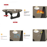 EASYSOUL Modern Glass Coffee Table, 32.68" D x 22.44" W x 15.75" H, Abstract Round Tea Tables for Living Room Home Office Industrial Cocktail Tables (Black-Gray Glass, 32.68") EASYSOUL