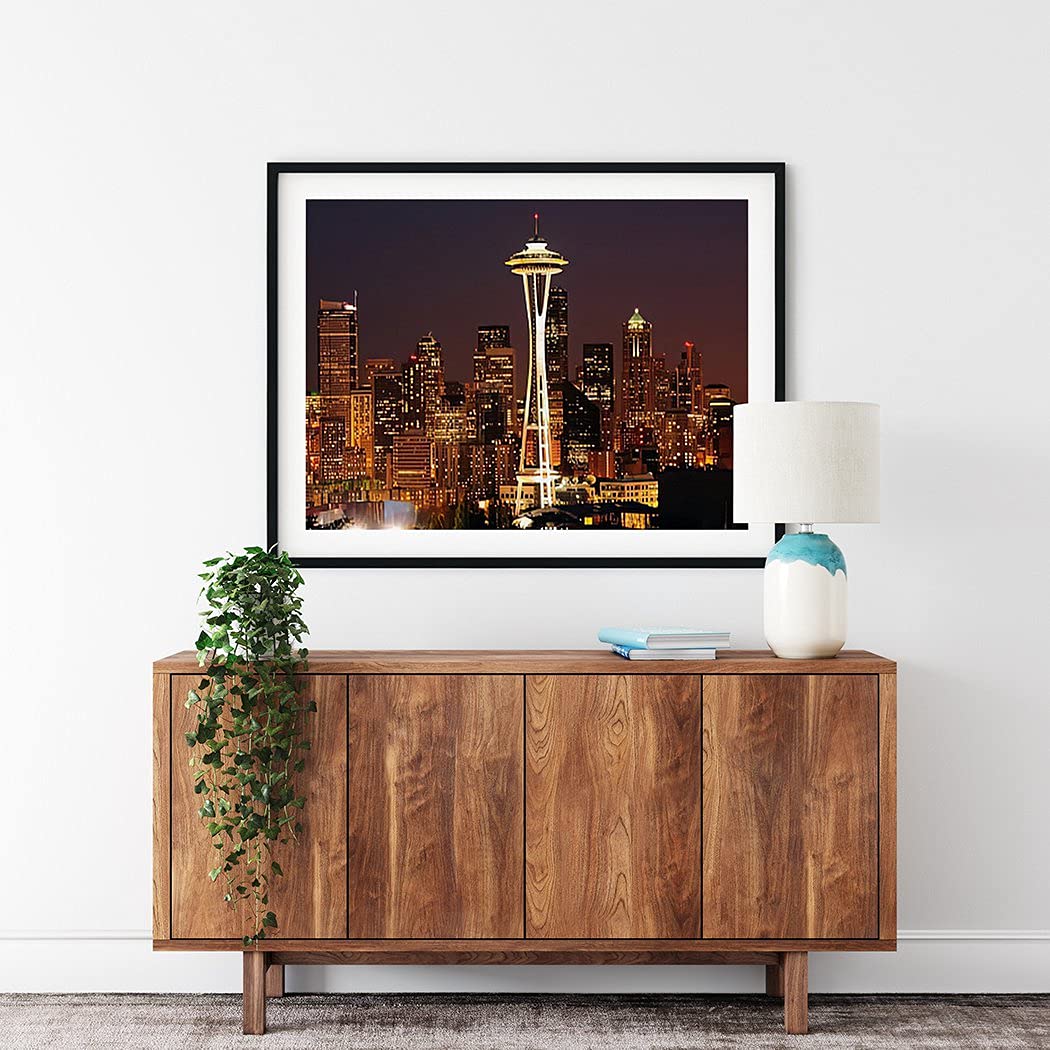 Diamond Painting Seattle Dazzling of The Emerald City Seattle Skyline at Dusk for Adult Painting Kits Diamond Art Perfect for Home Wall Decor 12"x16" Handmade Arting